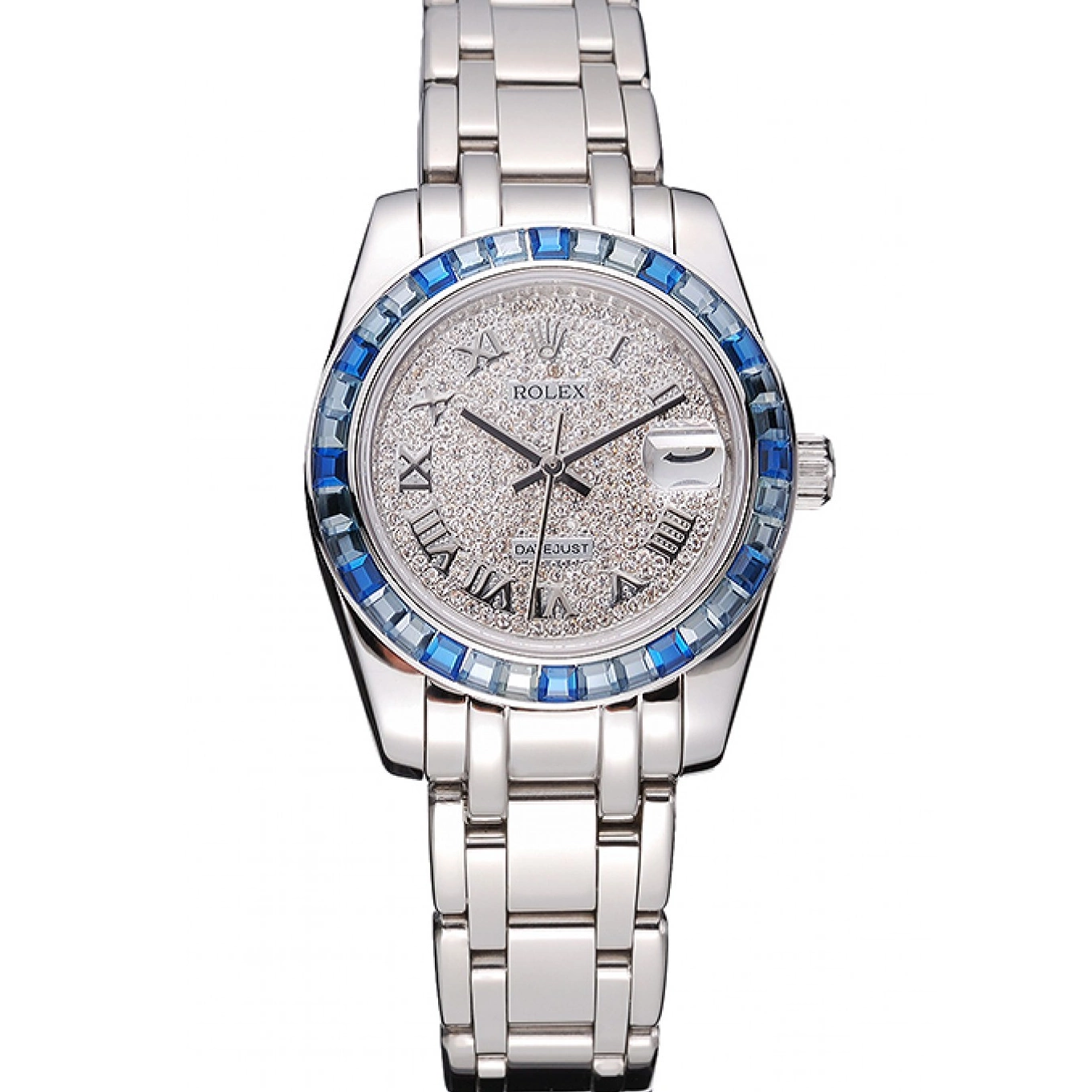 AAA Replica Watches Jewels 622834 Case And Bracelet Dial Rolex Stainless Diamond Bezel Datejust Blue Steel 0519